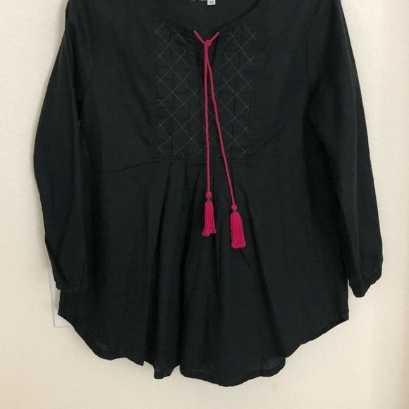 Johnny Was Tops - Johnny Was Calmé Black Tunic Blouse